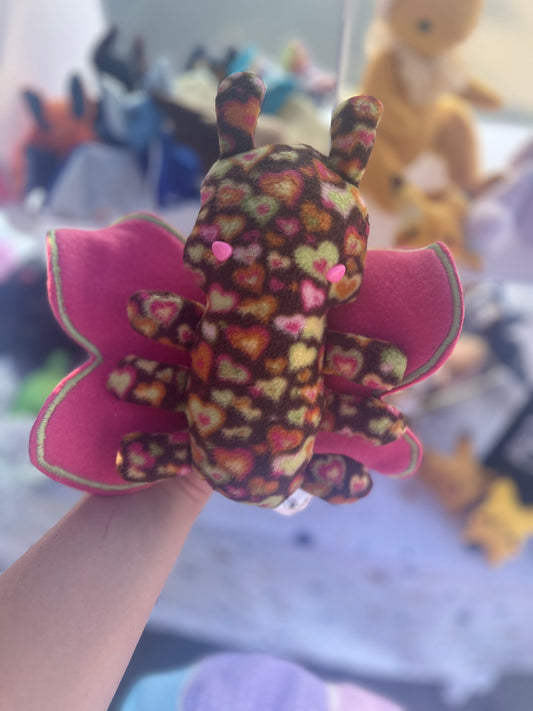 Moth Plushie - Embroidered Heart