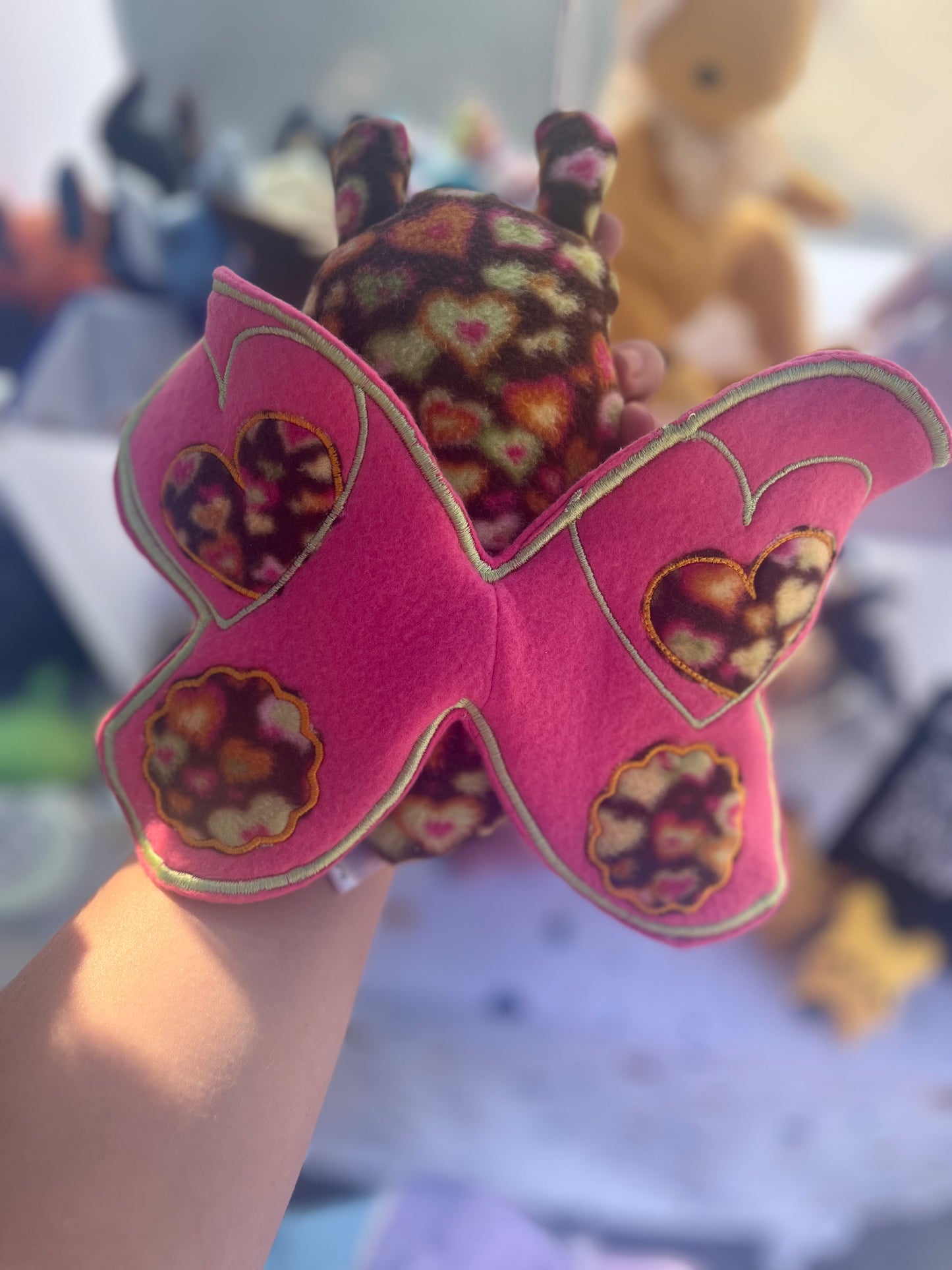 Moth Plushie - Embroidered Heart