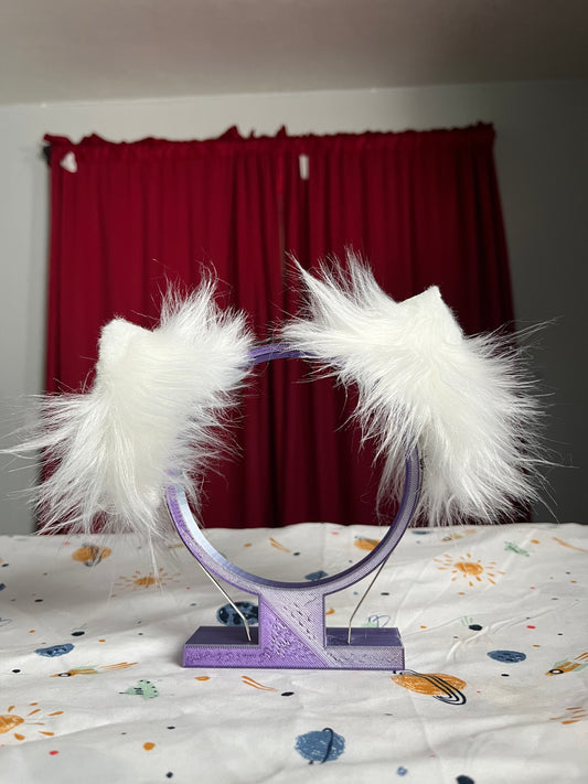 Faux Fur Cat Ears - Wihite/White