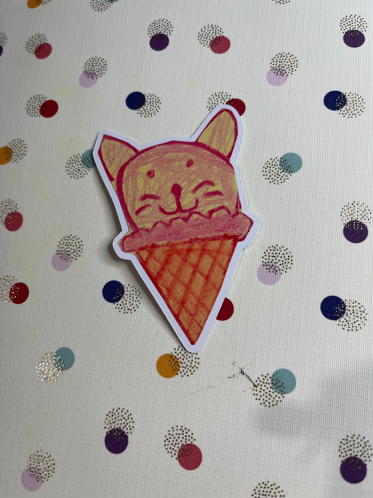 Ice Cream Cat Sticker- Limited Child Art