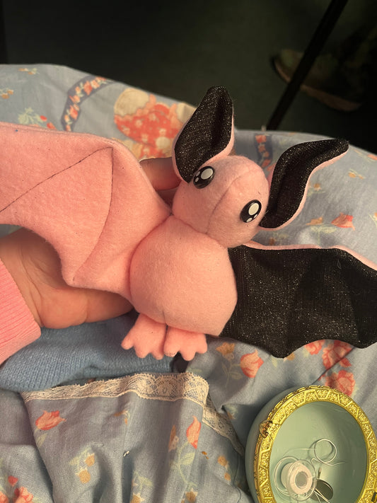 Bat Plushie - pink and black hamster