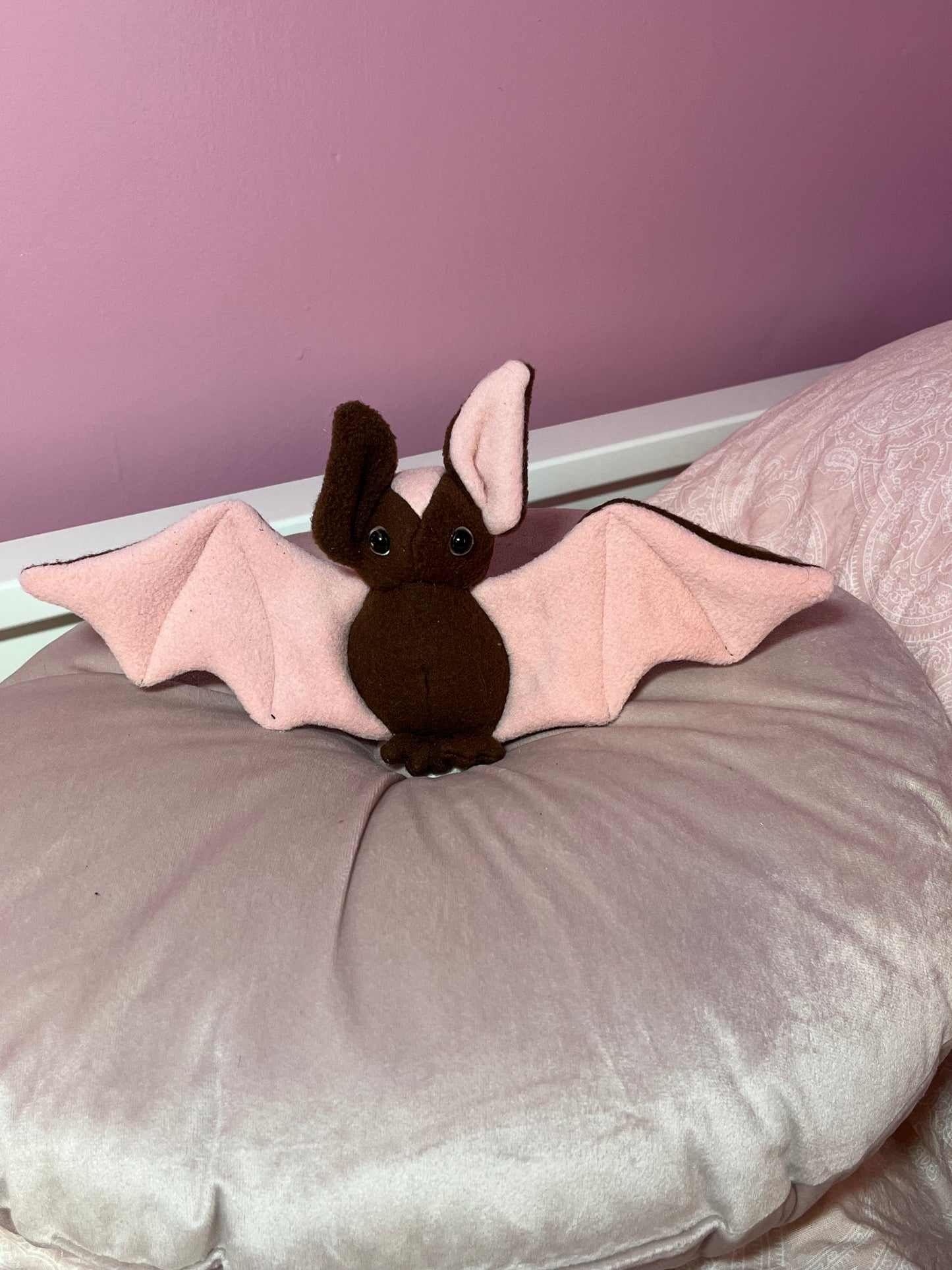 Bat Plushie - Dark Brown/Pink