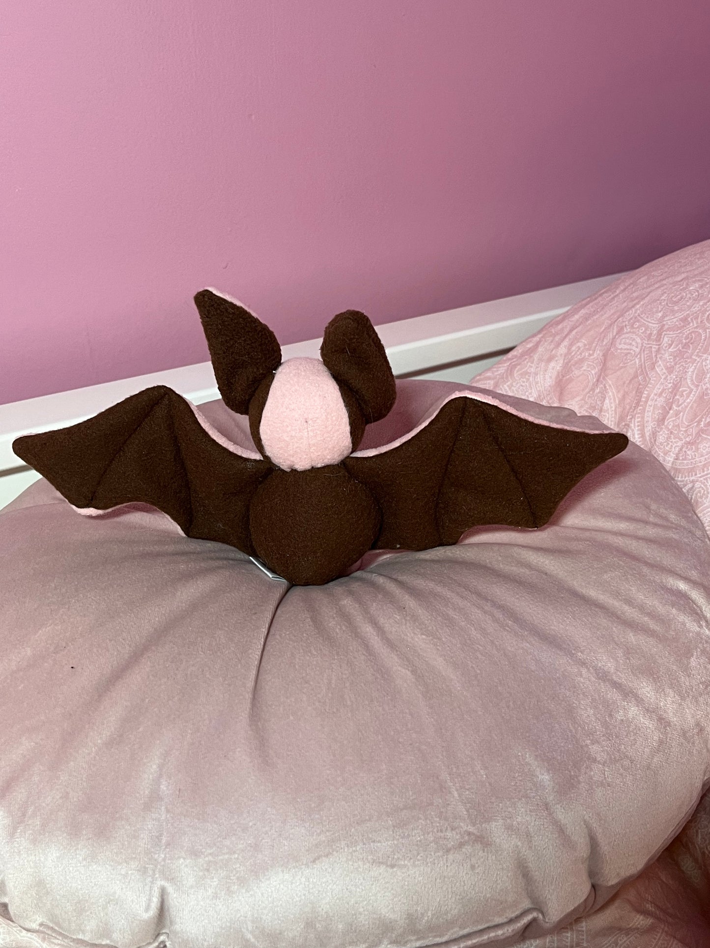 Bat Plushie - Dark Brown/Pink