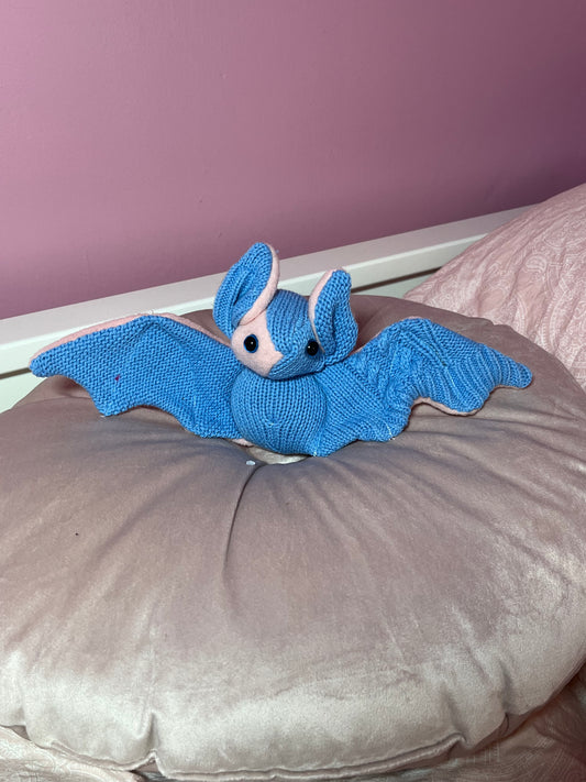 Bat Plushie - OOAK Blue Sweater