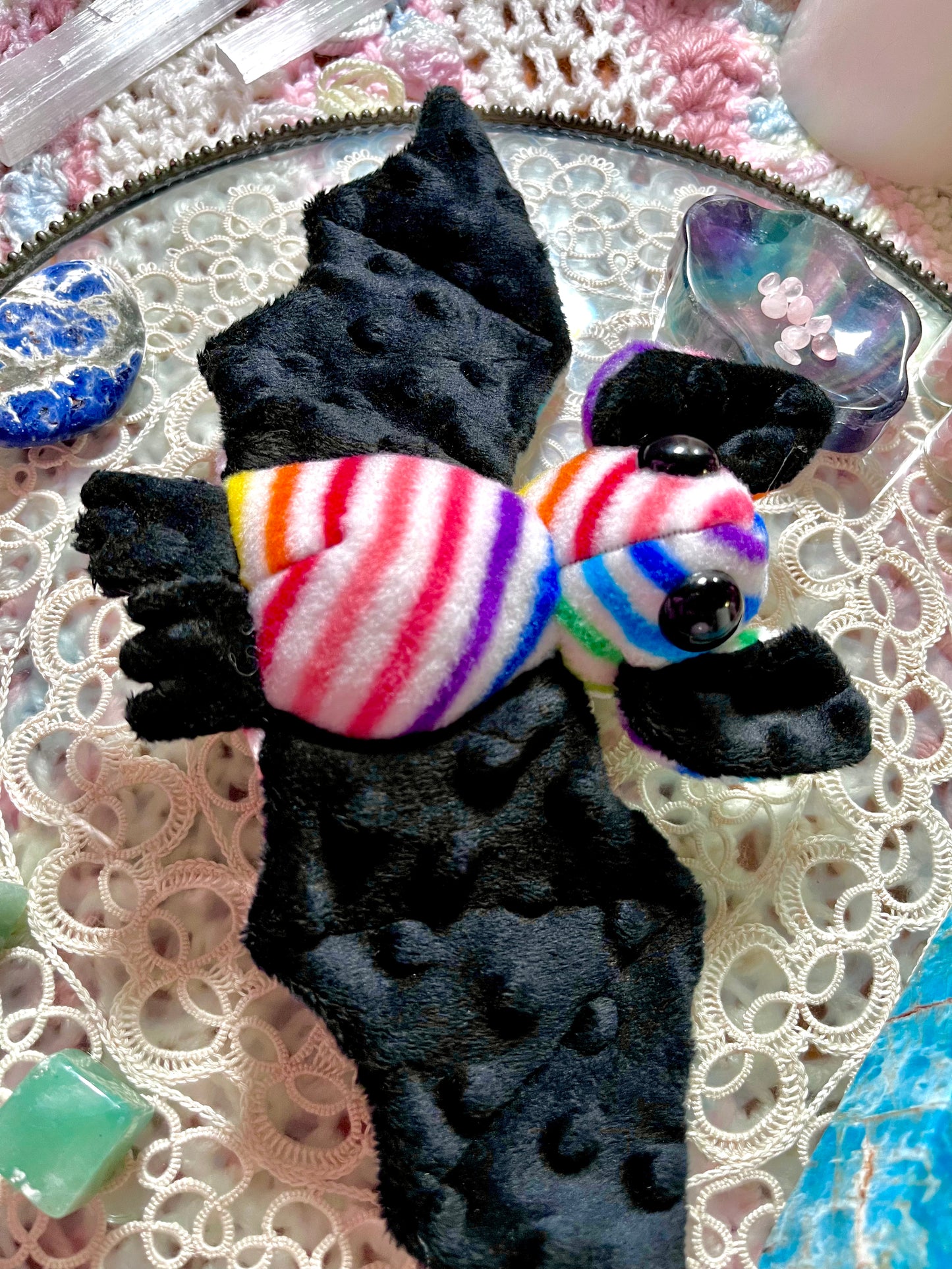 Bat Plushie -Black and Rainbow