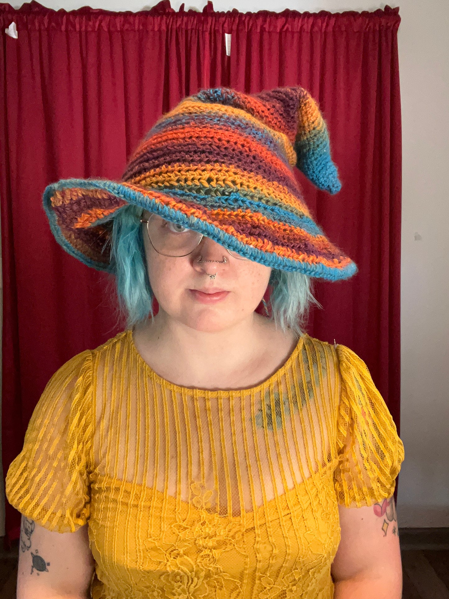 Slouchy Witch Hat - Autumn Rainbow