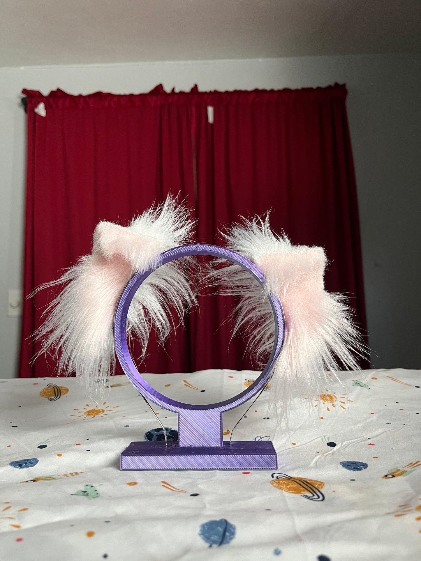 Faux Fur Cat Ears - White/Pink