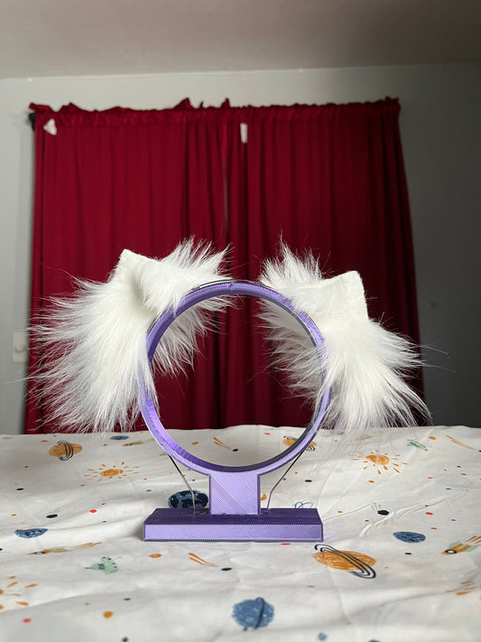 Faux Fur Cat Ears - Wihite/White