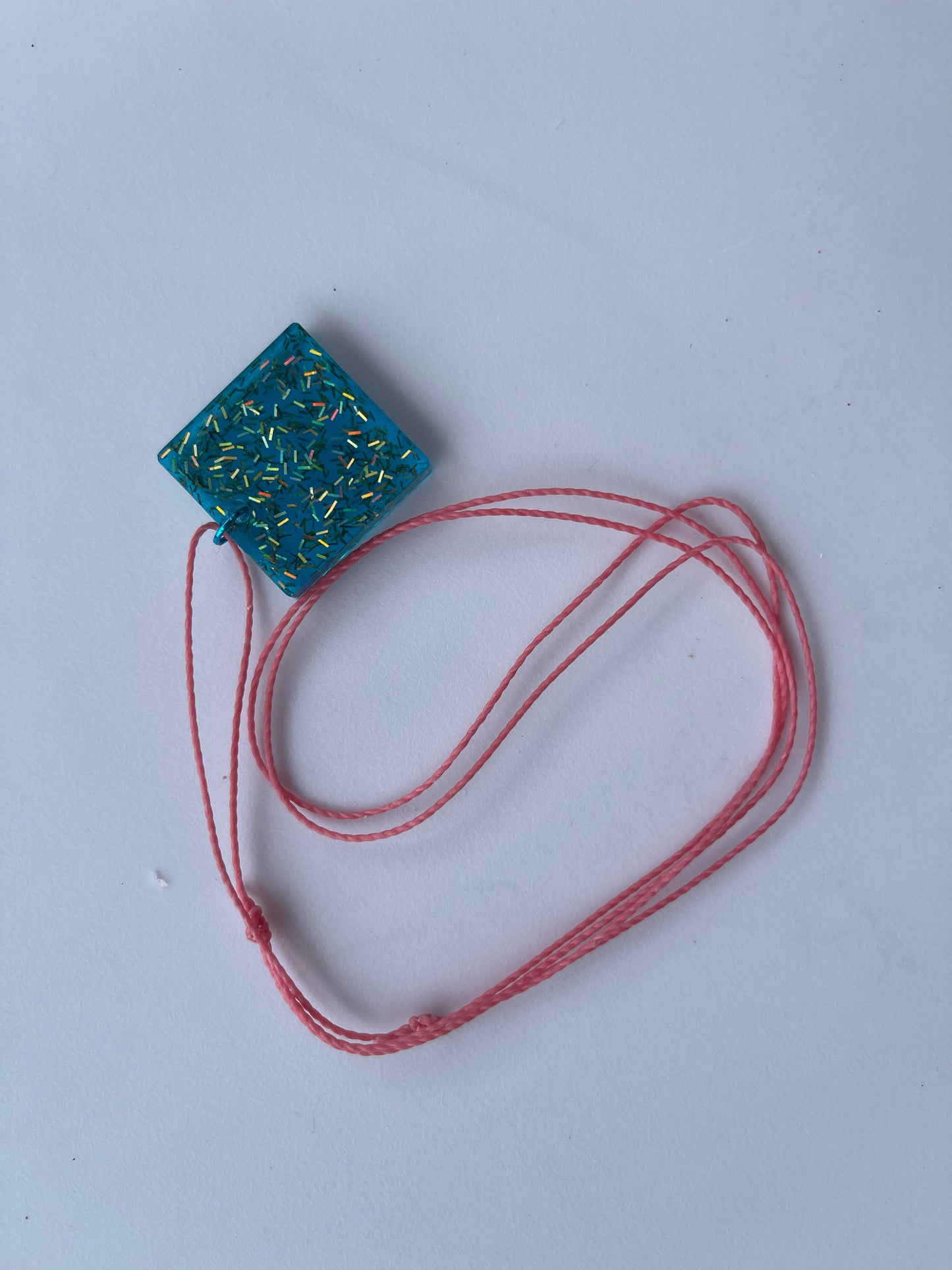 Blue Birthday Square Necklace