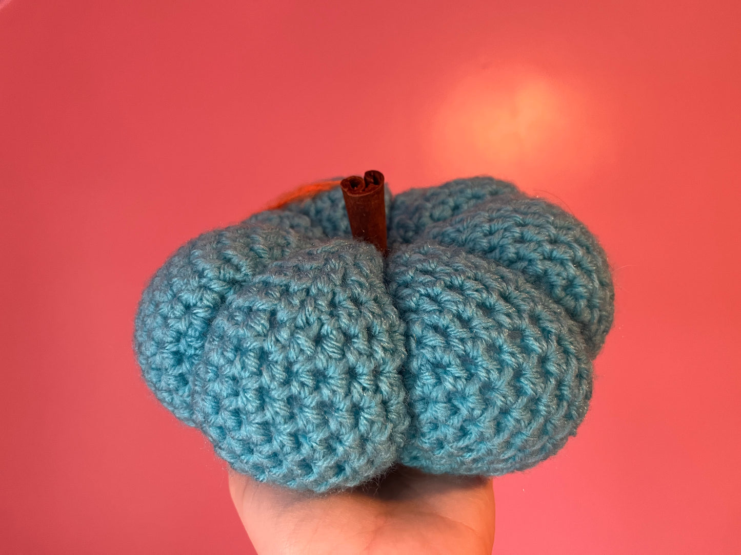 Large Teal Crochet Pumpkin